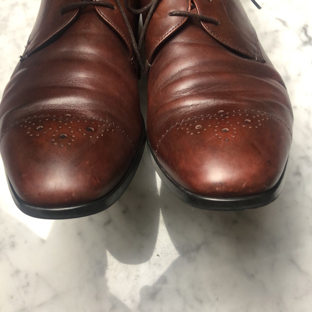 PRADA Men's Brown Leather Lace-Up Dress Shoes 9.5 - Picture 8 of 13